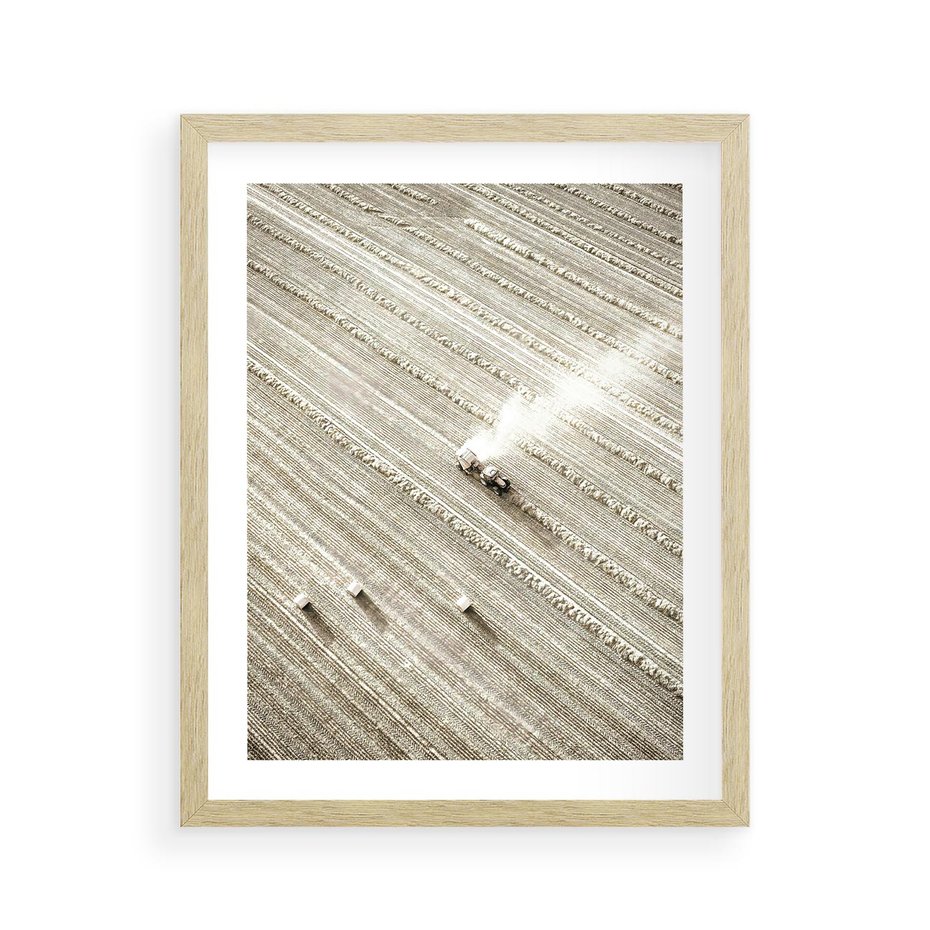 Plakat w ramie 40x50 - Pole i Żniwa na Malowniczym Zdjęciu - pole, traktor - rama drewno