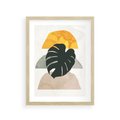 Plakat w ramie 30x40 - Monstera i Boho Elementy - grafika, boho klimat - rama drewno