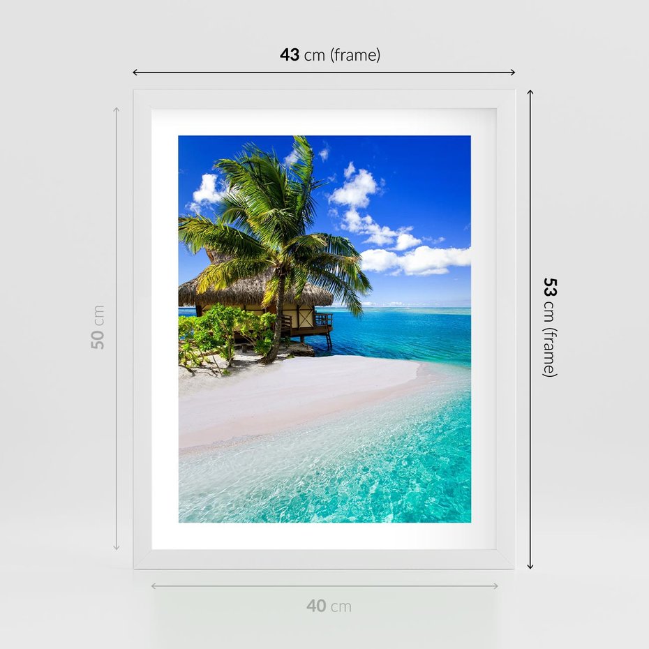 Plakat w ramie 40x50 - Zaklęte palmy tropików - palmy, ocean - rama biała