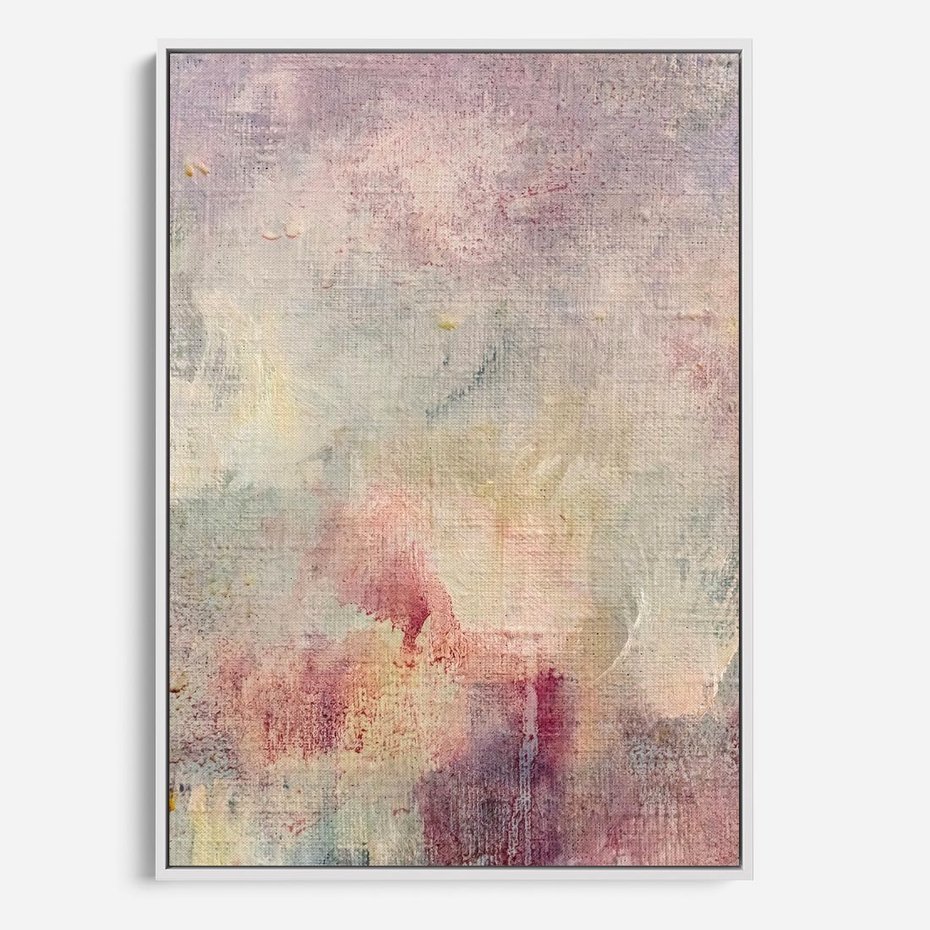 Obraz w ramie 80x120 - Miękka Melodia Pasteli - olejne płótno, pastelowe kolory - rama biała