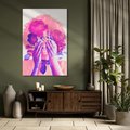 Obraz na płótnie 80x120 - Kwiaty we Włosach - różowa postać, grafika