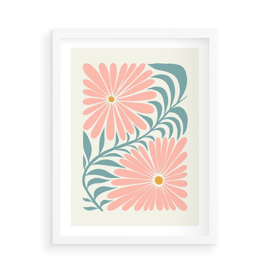 Plakat w ramie 50x70 - Kształtując Marzenia - kwiaty, sztuka nowoczesna - rama biała