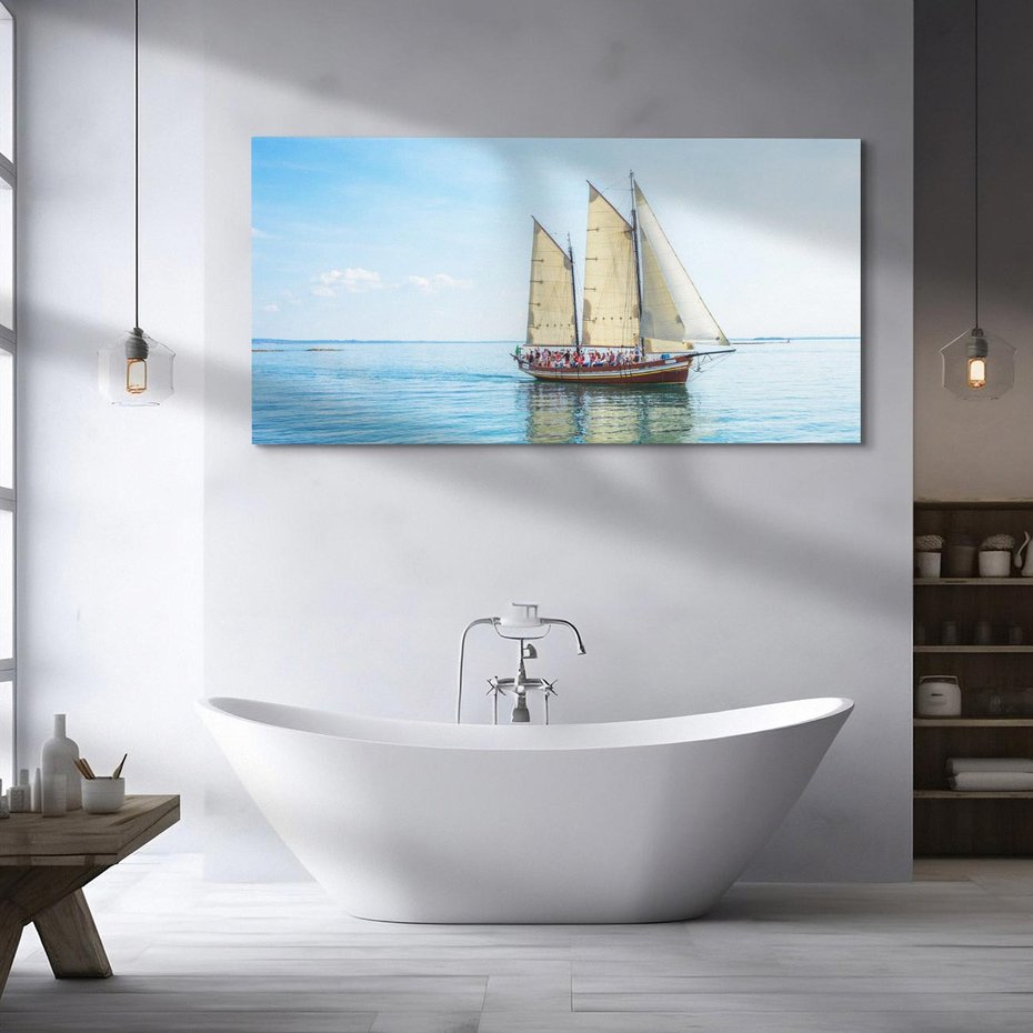 Obraz na płótnie 100x50 - Statek żaglowy na morzu - statek, żagowiec