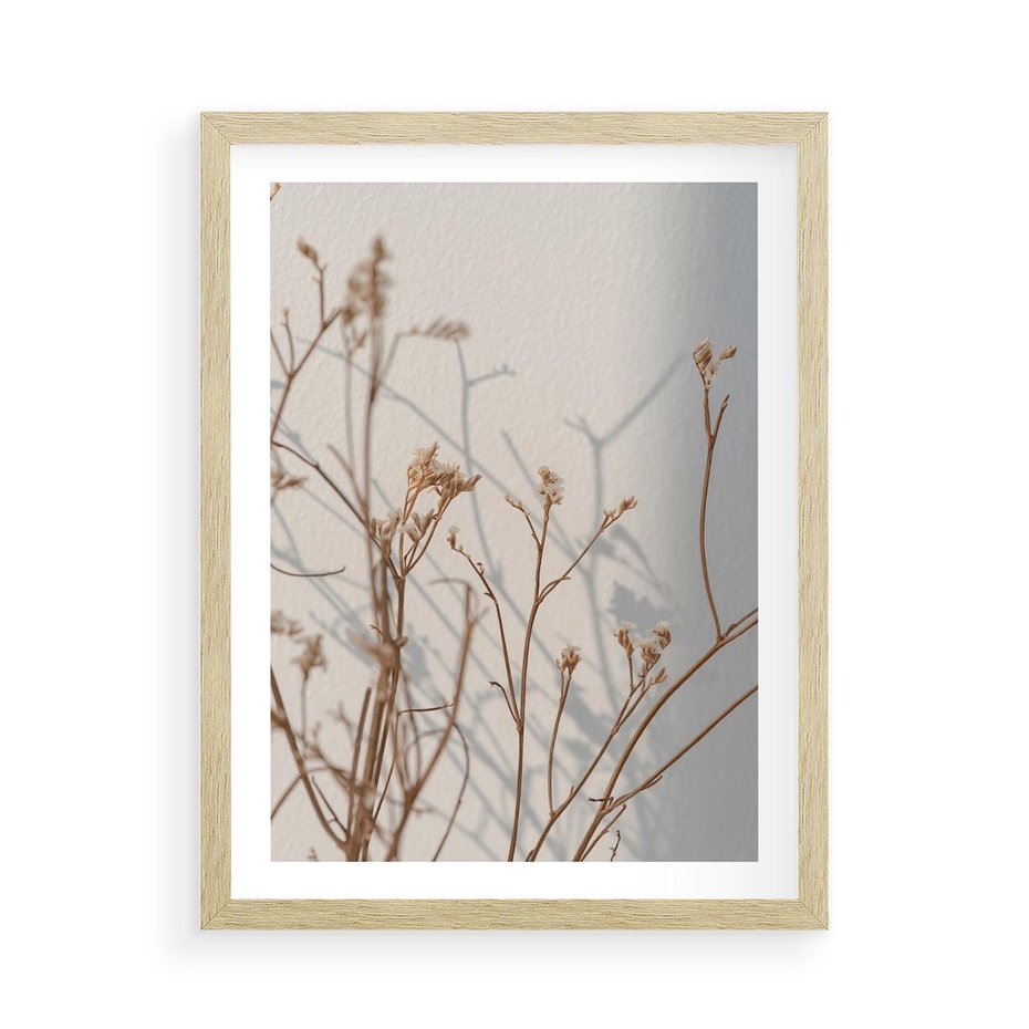 Plakat w ramie 50x70 - Boho gałązki suche - gałązki, suche - rama drewno