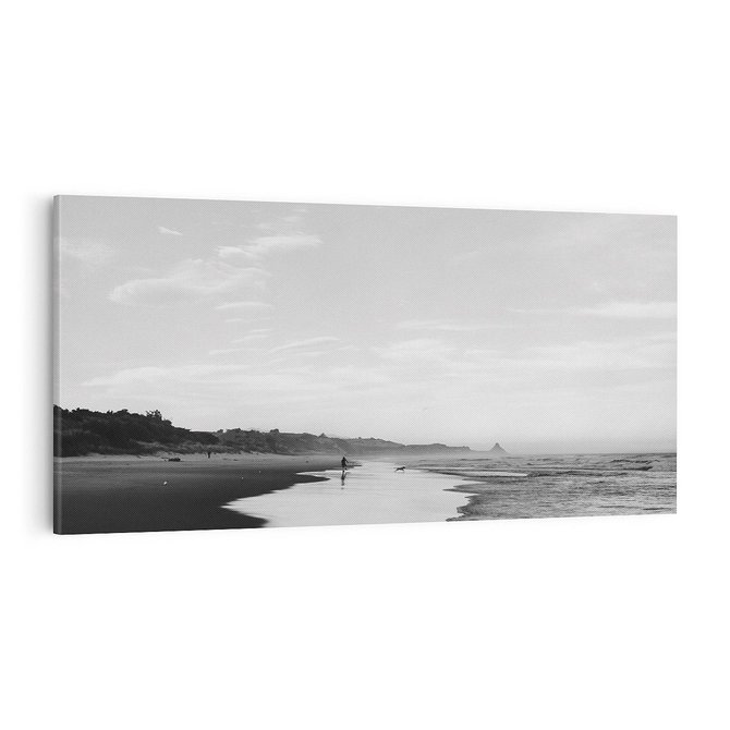 Obraz na płótnie 100x50 - Nadmorska Melodia - czarno białe zdjęcie, plaża