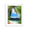 Plakat w ramie 40x50 - Palmy tańczące na tropikalnej plaży - palmy, plaża - rama biała