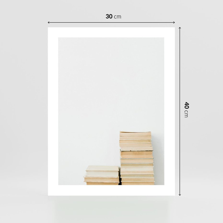 Plakat bez ramy 30x40 - Stos Zakurzonych Opowieści - stos książek, ksiązki na stosie