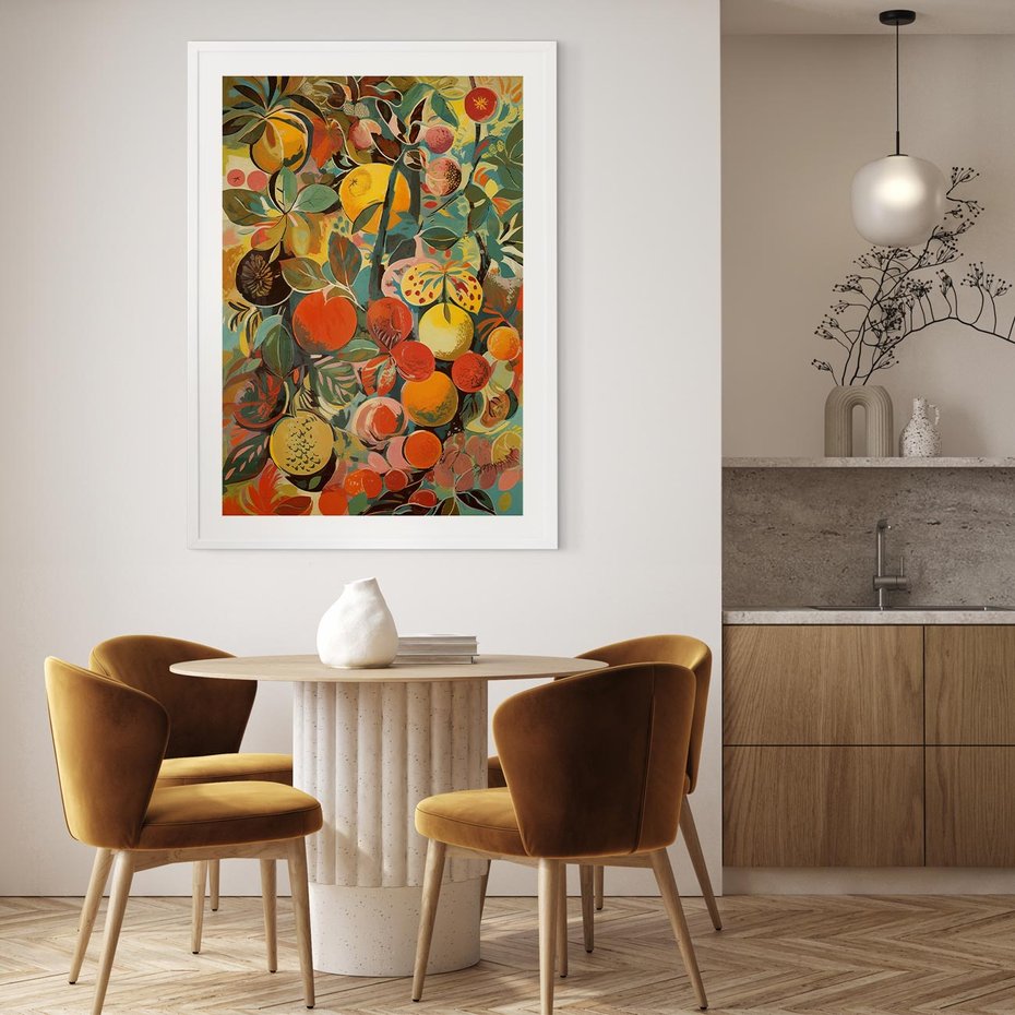 Plakat bez ramy 50x70 - Księga Surrealnych Wyobrażeń - abstrakcyjny obraz owoców, jak picasso