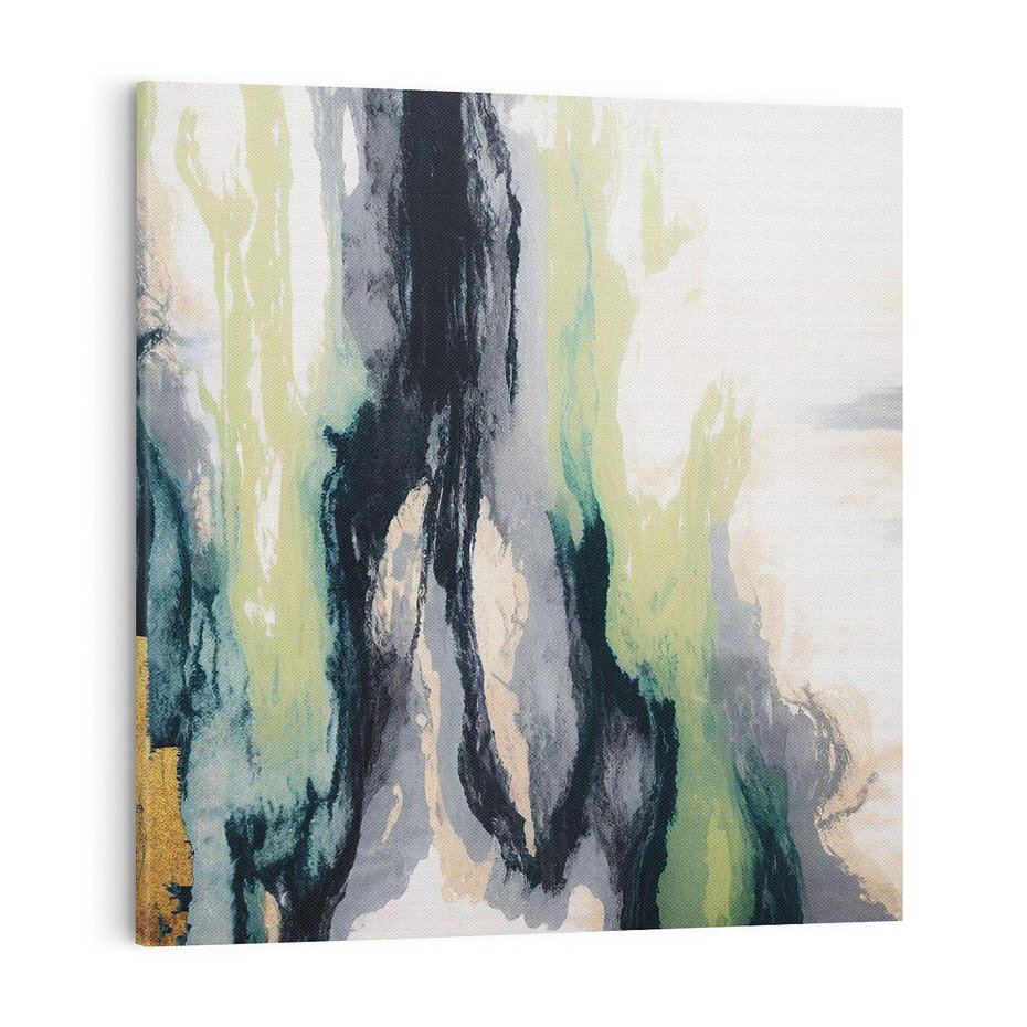 Obraz na płótnie 70x70 - Sfumowane zmysły artysty - rozmyte kolory, zieleń