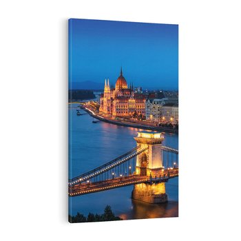 Obraz na płótnie 70x100 - Mostowe miasto nocą - miasto, most