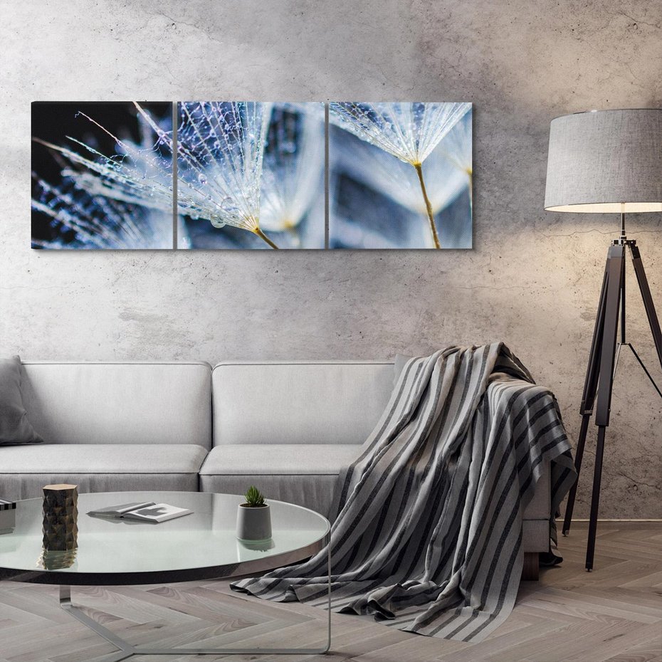 Obraz na płótnie 120x40 - Makro piękno dmuchawców - makro, dmuchawce