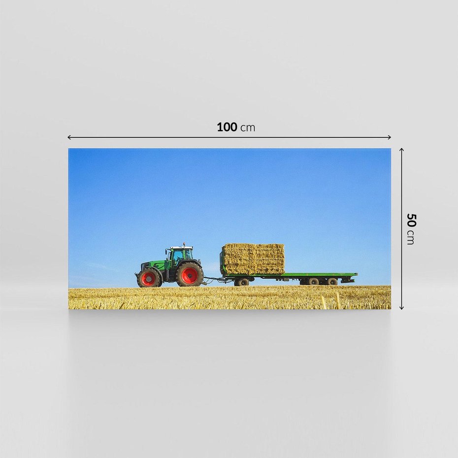 Obraz na płótnie 100x50 - Ruralne żniwa - traktor, przyczepa