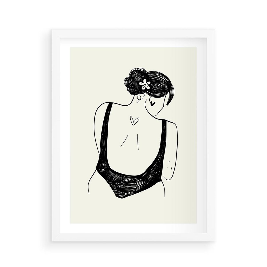 Plakat w ramie 50x70 - Echa Piękna - piękno kobiecego ciała, kobieta - rama biała