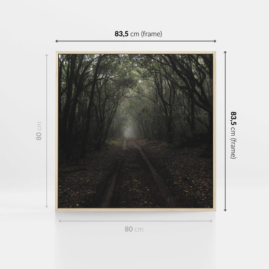 Obraz w ramie 80x80 - Urok Drogi - las, droga - rama drewno