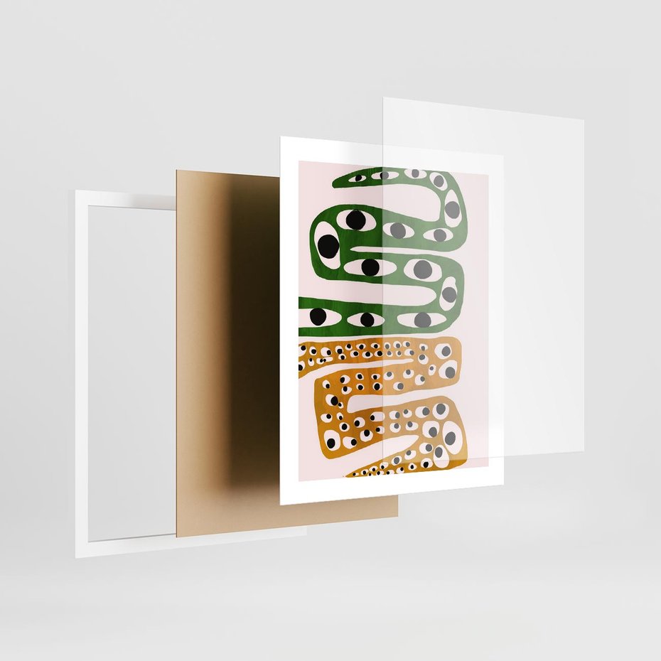 Plakat w ramie 40x50 - Mroczne Wypaczenia - abstrakcyjny obraz, dziwne kształty - rama biała