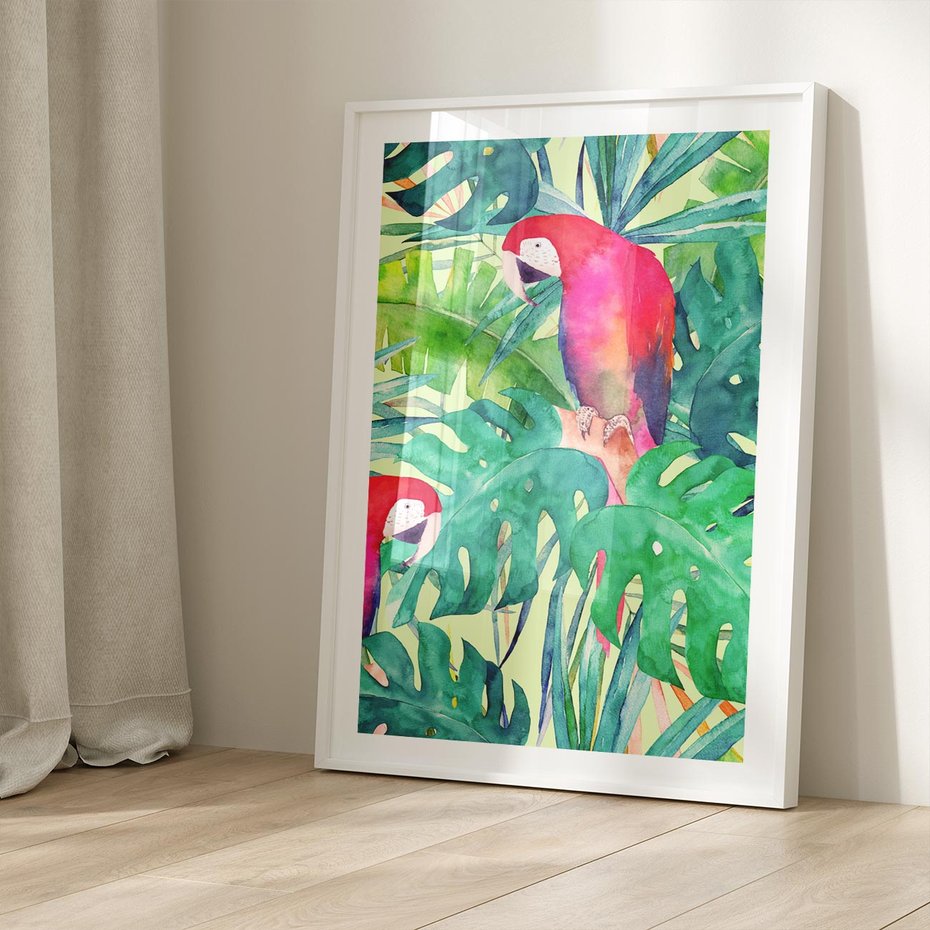 Plakat bez ramy 50x70 - Egzotyczna Przygoda - tropikalne, liście