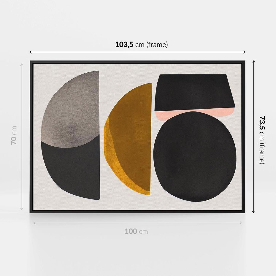 Obraz w ramie 100x70 - Tajemnice sztuki odkryte - geometryczne półkola, kształty - rama czarna