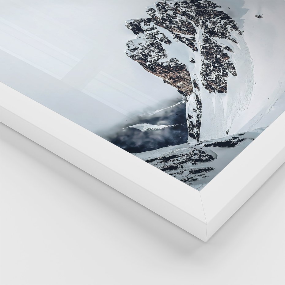 Zestaw obrazy w ramie 40x50 galeria - Retro, krajobraz, góry, zima, zamek - rama biała