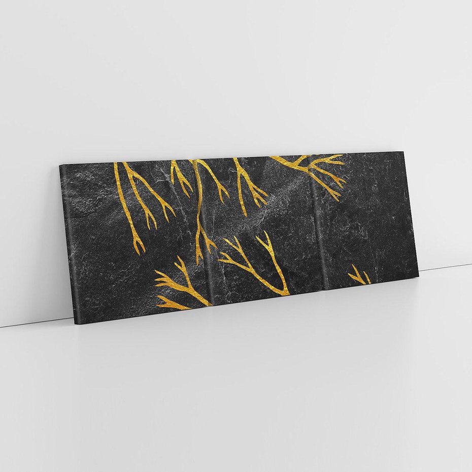 Obraz na płótnie 150x50 - Marmurowe Drzewa Snu - złote gałęzie, drzewa