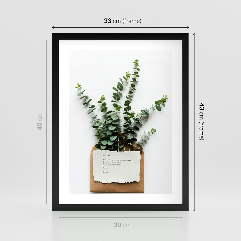 Plakat w ramie 30x40 - Eukaliptusowa harmonia - eukaliptus, liście - rama czarna