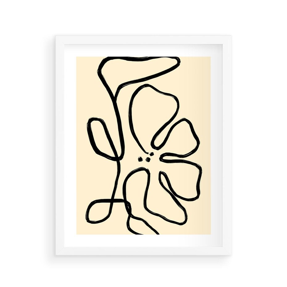 Plakat w ramie 40x50 - Zaklęte Aberracje - abstrakcyjna sztuka, przypominająca kwiat - rama biała