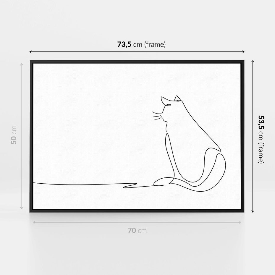 Obraz w ramie 70x50 - Koci Szkic - szkic, line art - rama czarna