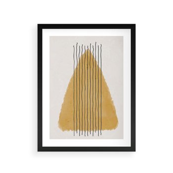 Plakat w ramie 40x50 - Migocące Impulsy - abstrakcyjna akwarelowa plama, nieregularne kreski - rama czarna