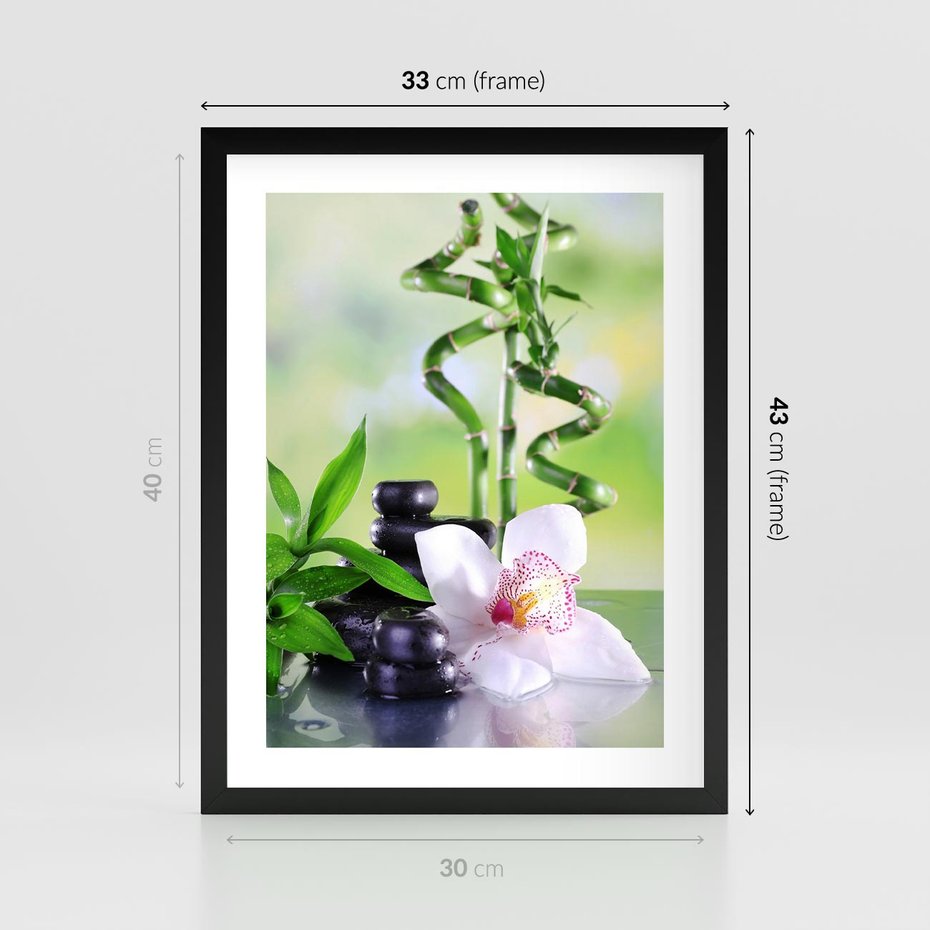 Plakat w ramie 30x40 - Spa pełne kwiatów i relaksu - spa, kwiat - rama czarna