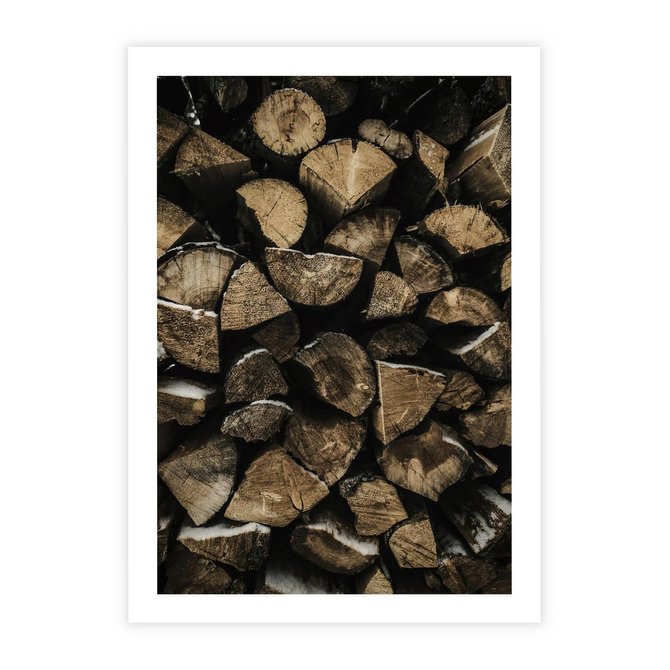 Plakat bez ramy 21x30 - Piękno Prostej Formy - drewno, kłody