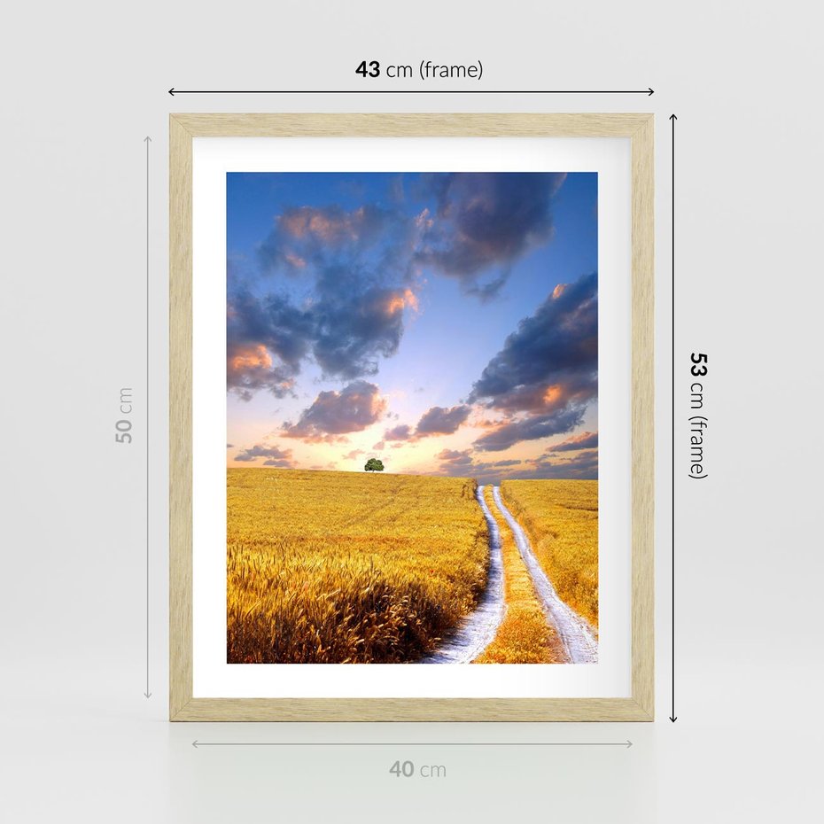 Plakat w ramie 40x50 - Magiczna droga w lesie - droga, ścieżka - rama drewno