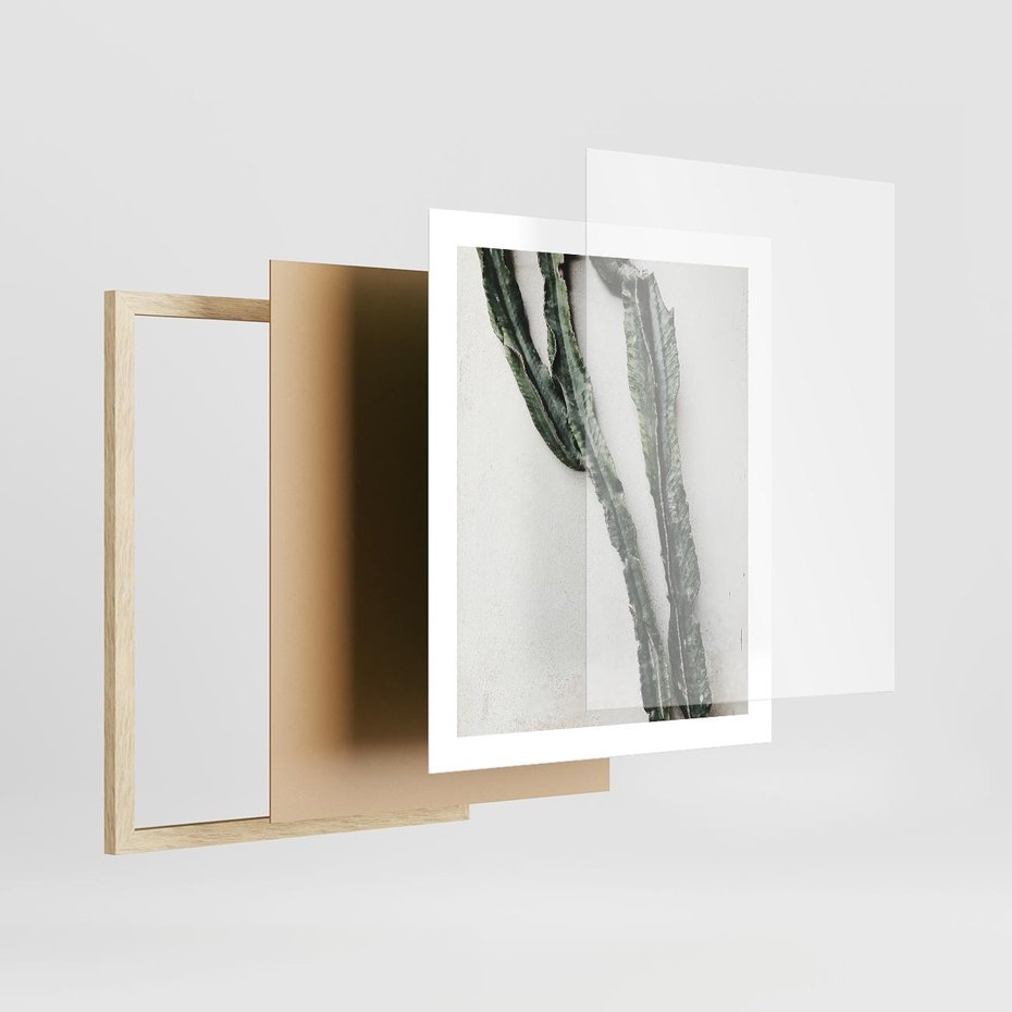 Plakat w ramie 40x50 - Zielona Roślina z Liśćmi - zielona roślina, liście - rama drewno