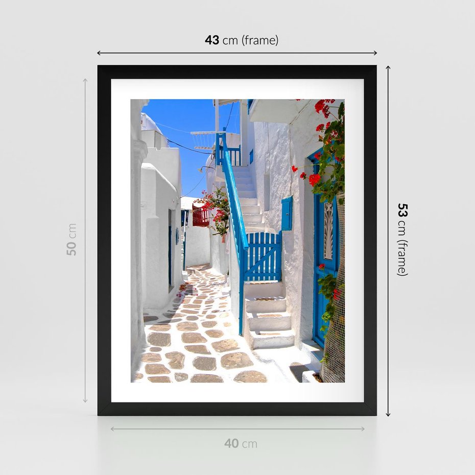 Plakat w ramie 40x50 - Santorini: urok Grecji - Santorini, Grecja - rama czarna