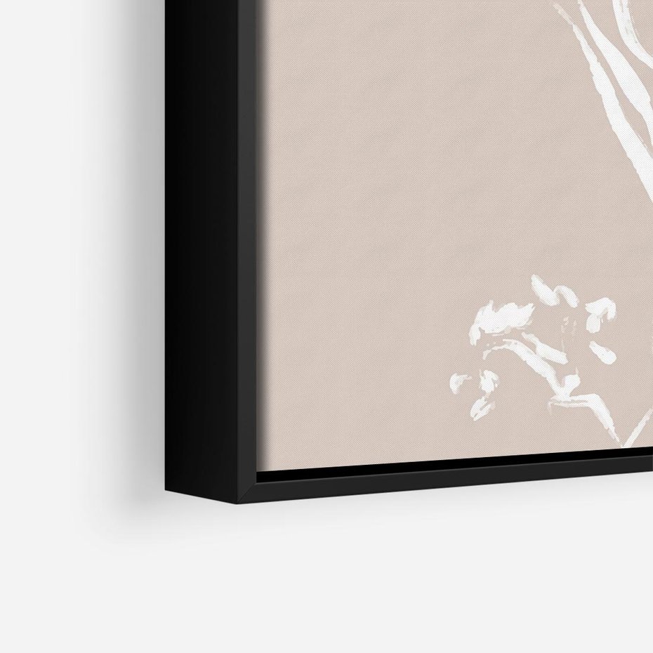 Obraz w ramie 50x50 - Harmonijne Mini Boho - minimalistyczny delikatny obraz, beżowe odcienie - rama czarna