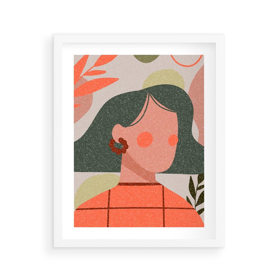 Plakat w ramie 40x50 - Kobiecy Portret Duszy - nowoczesny plakat, styl retro - rama biała