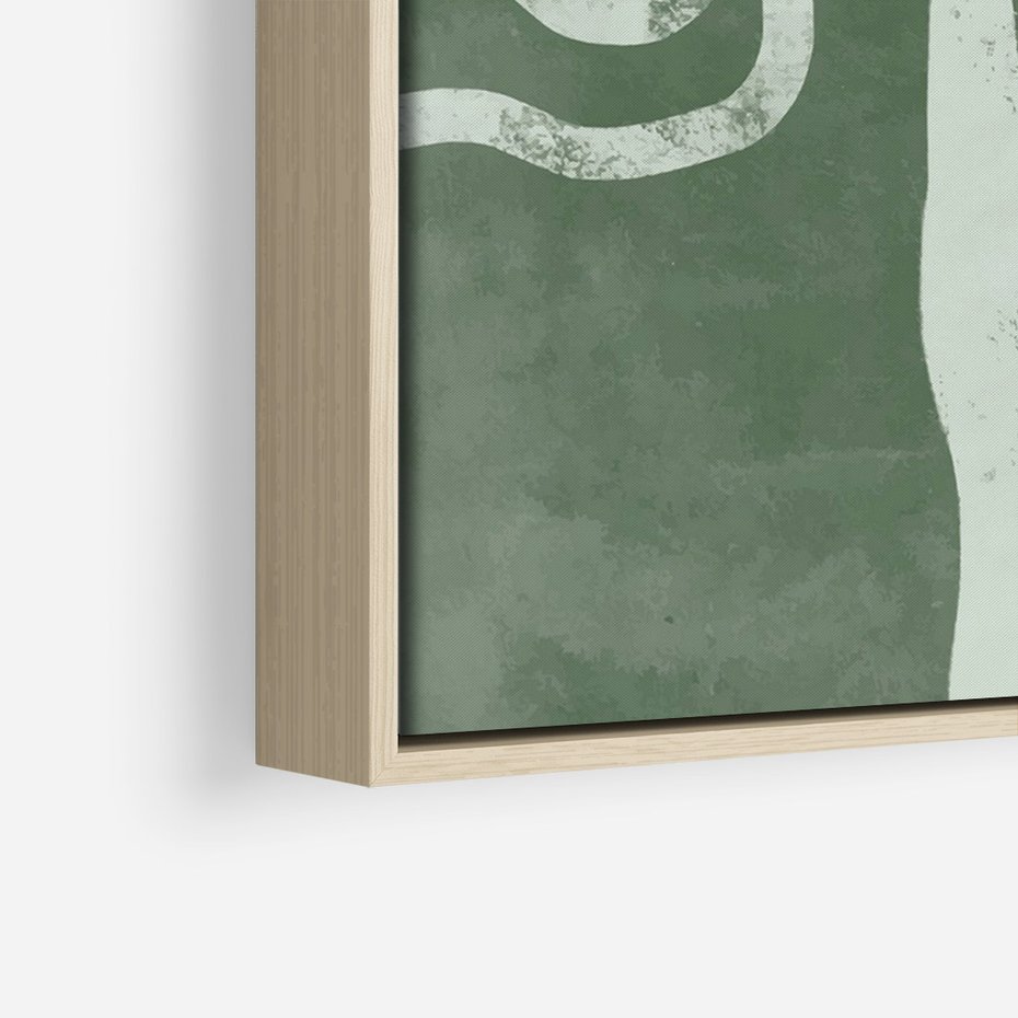 Obraz w ramie 70x100 - Inspirujące Zawiłości Zieleni - abstrakcyjny kształt, zielony plakat - rama drewno