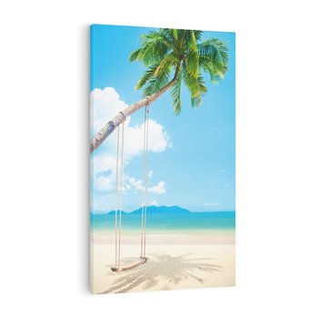 Obraz na płótnie 80x120 - Hawajska palma i huśtawka na plaży - palma, huśtawka