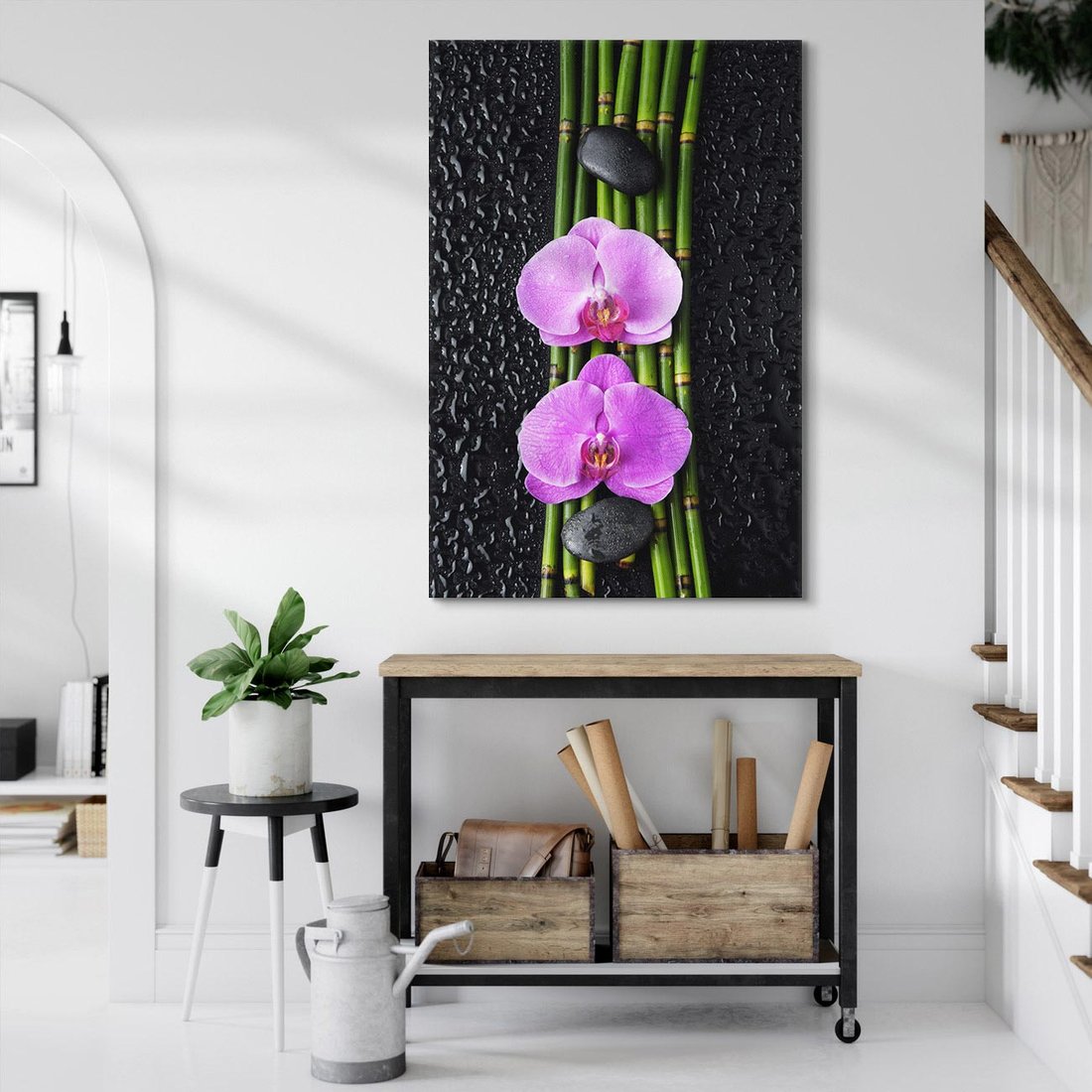 Obraz na płótnie 50x70 - Japońskie Spa w Otoczeniu Storczyków - storczyk, spa