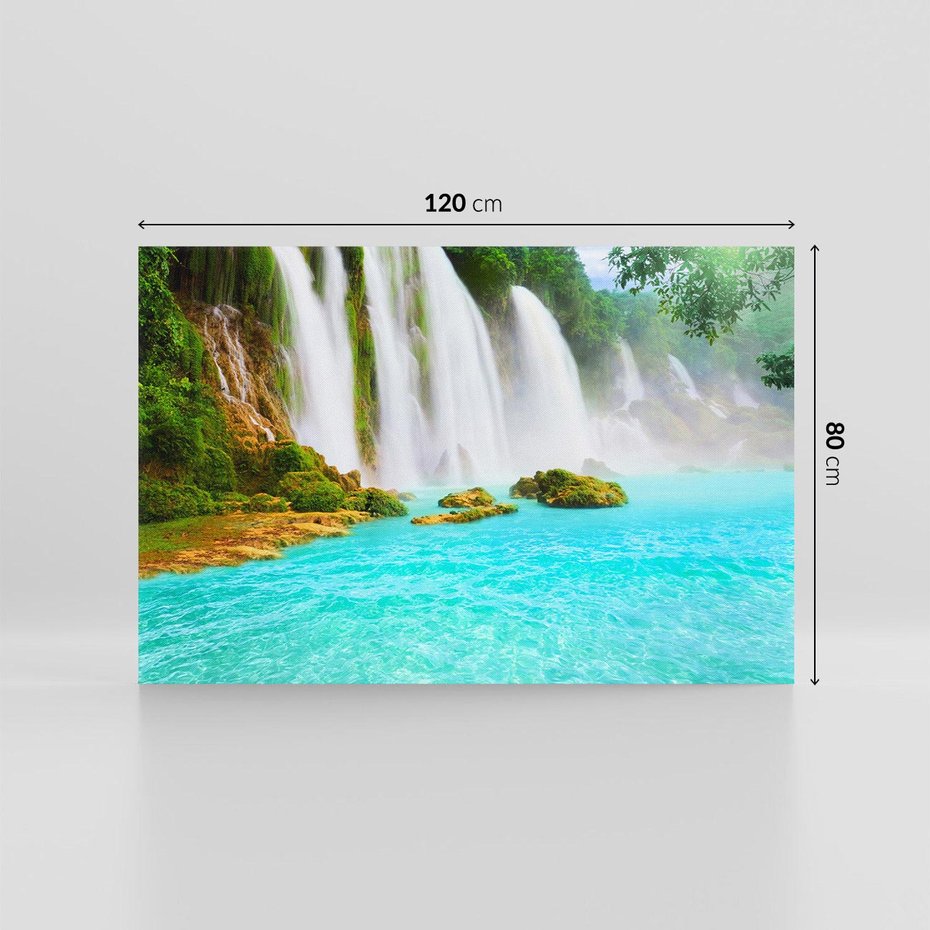 Obraz na płótnie 120x80 - Magia wodospadu - mistyczna dżungla - wodospad, dżungla