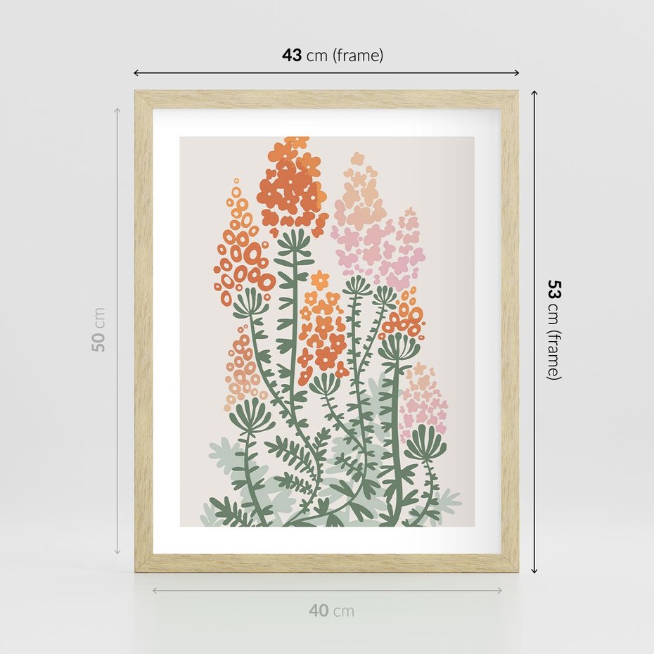 Plakat w ramie 40x50 - Kwiatowe Uniesienia - kwiaty polne, plakat - rama drewno