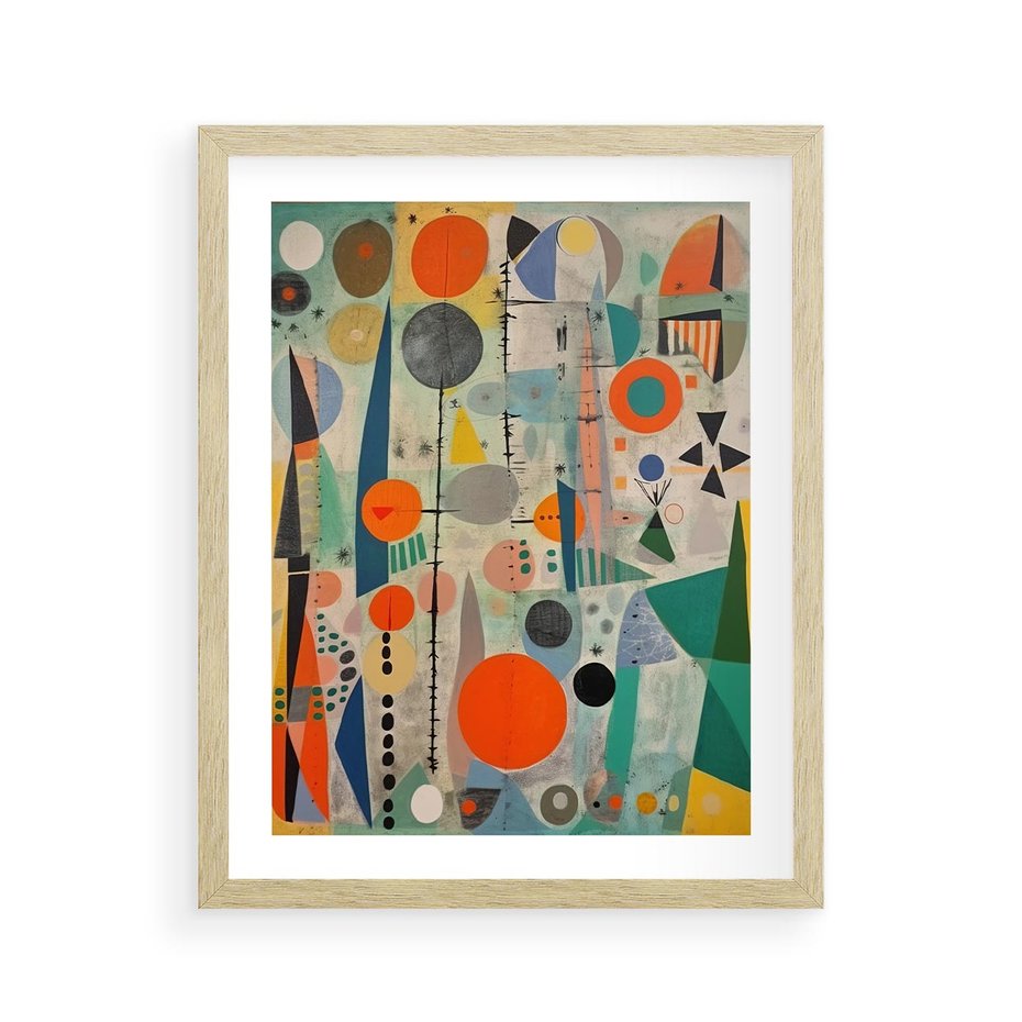 Plakat w ramie 40x50 - Wewnętrzne Zagadki Kształtów - abstrakcyjny obraz, sztuka abstrakcji - rama drewno