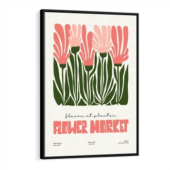 Obraz w ramie 70x100 - Symfonia Kolorowych Kształtów - nowoczesna grafika, kwiatowa kompozycja - rama czarna