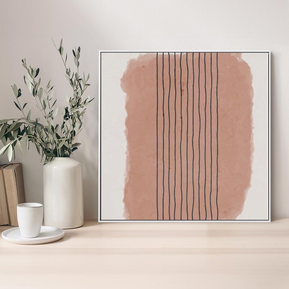 Obraz w ramie 50x50 - Rozmyte Widzenia - abstrakcyjna akwarelowa plama, nieregularne kreski - rama biała