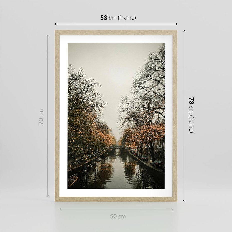 Plakat w ramie 50x70 - Jesienne Spacerki po Holenderskich Kanałach - kanały, Holandia - rama drewno