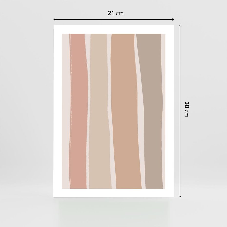 Plakat bez ramy 21x30 - Tęczowa Zgaszona Aura - abstakcyjne tęczowe pasy, delikatne odcienie beżu