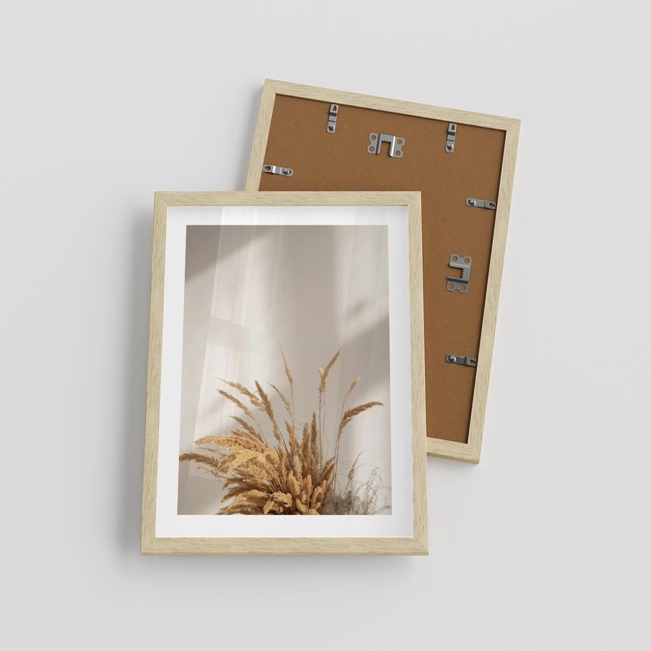Plakat w ramie 30x40 - mpresyjne układy traw - boho, trawy - rama drewno