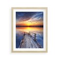Plakat w ramie 40x50 - Zachód słońca na pomostcie - pomost, zachód - rama drewno