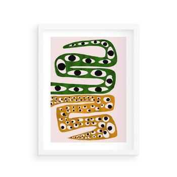 Plakat w ramie 30x40 - Mroczne Wypaczenia - abstrakcyjny obraz, dziwne kształty - rama biała