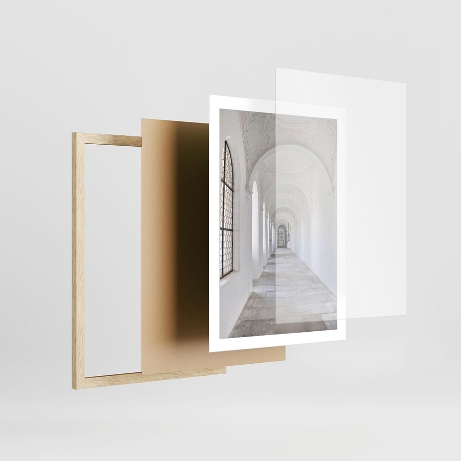 Plakat w ramie 50x70 - Architektoniczne Przejście - architektura, korytarz - rama drewno