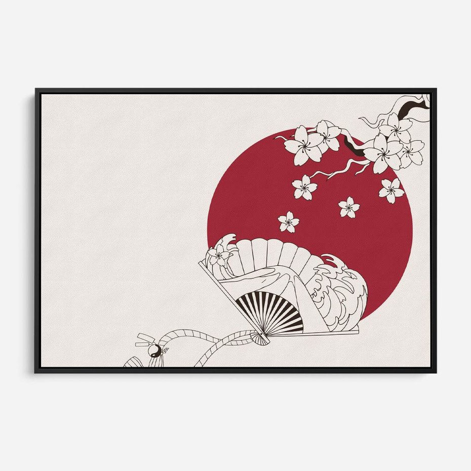 Obraz w ramie 100x70 - Orientalna Harmonia - japandi, japonia - rama czarna