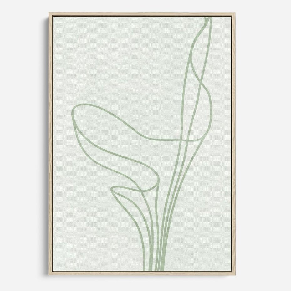 Obraz w ramie 80x120 - Zielona Równowaga Linii - abstrakcyjne delikatne zielone linie, nowoczesny plakat - rama drewno
